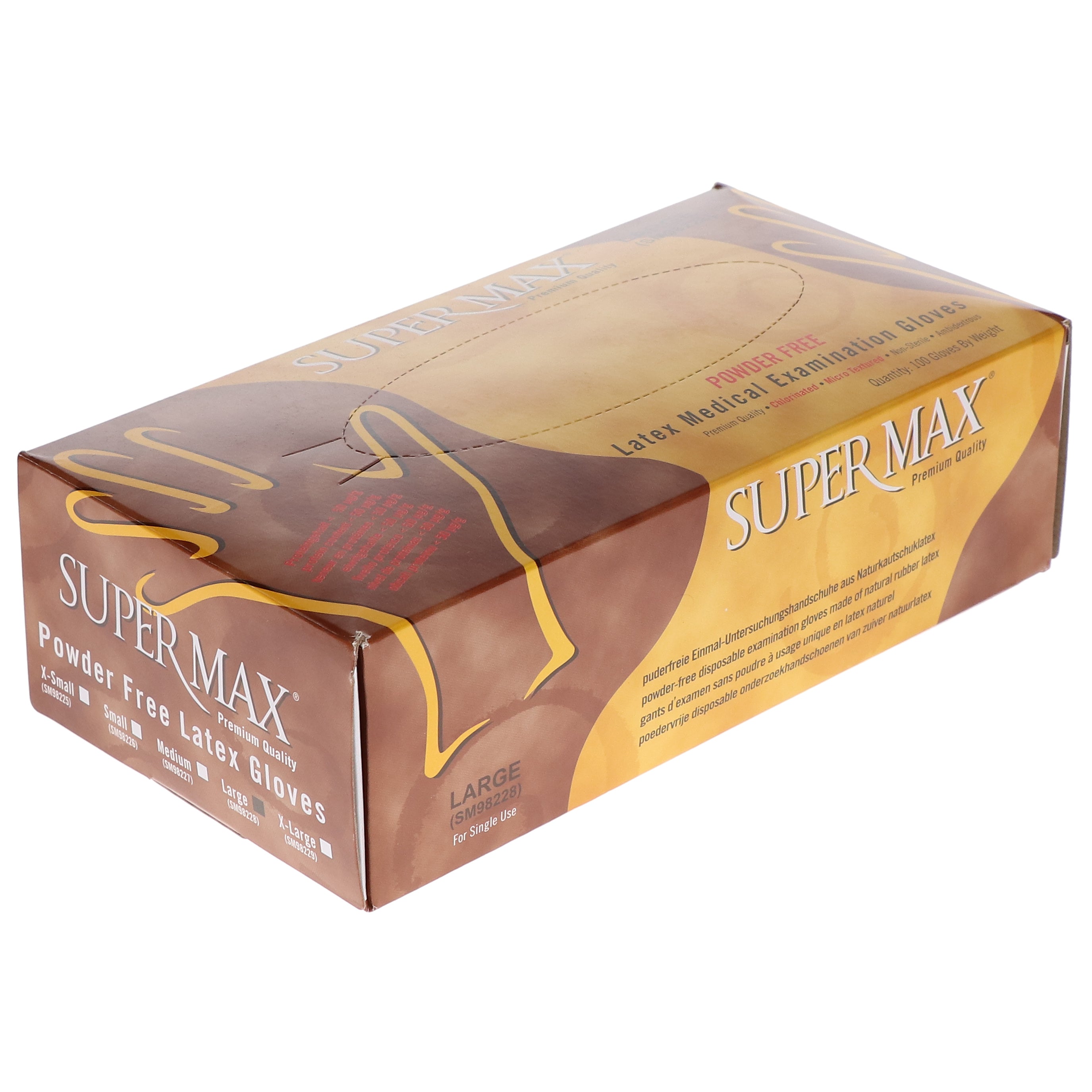 House Brand Dentistry SM98228 Supermax Non-Sterile Latex Examination Gloves Powder Free Large 100/Bx House Brand Dentistry SM98228 Supermax Non-Sterile Latex Examination Gloves Powder Free Large 100/Bx